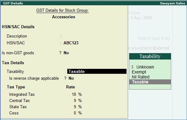 Stock Group in Tally.ERP9